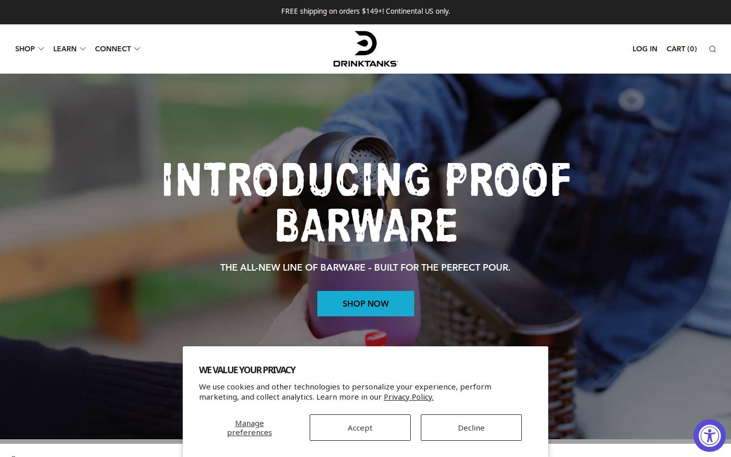 DrinkTanks homepage screenshot