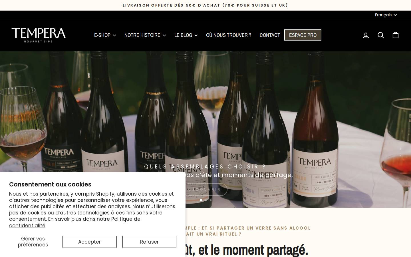 drinktempera.com homepage screenshot