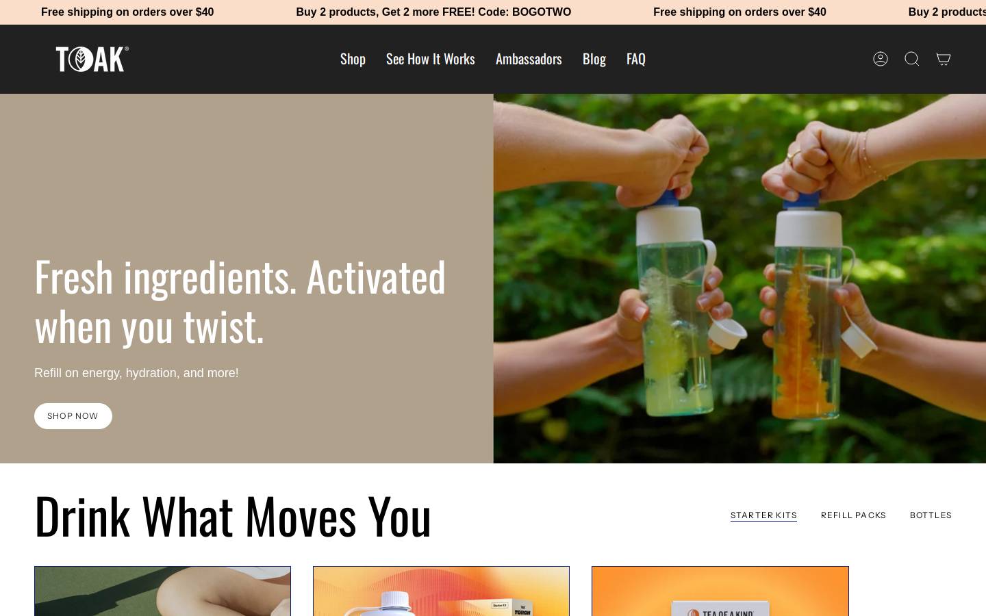 drinktoak.com homepage screenshot