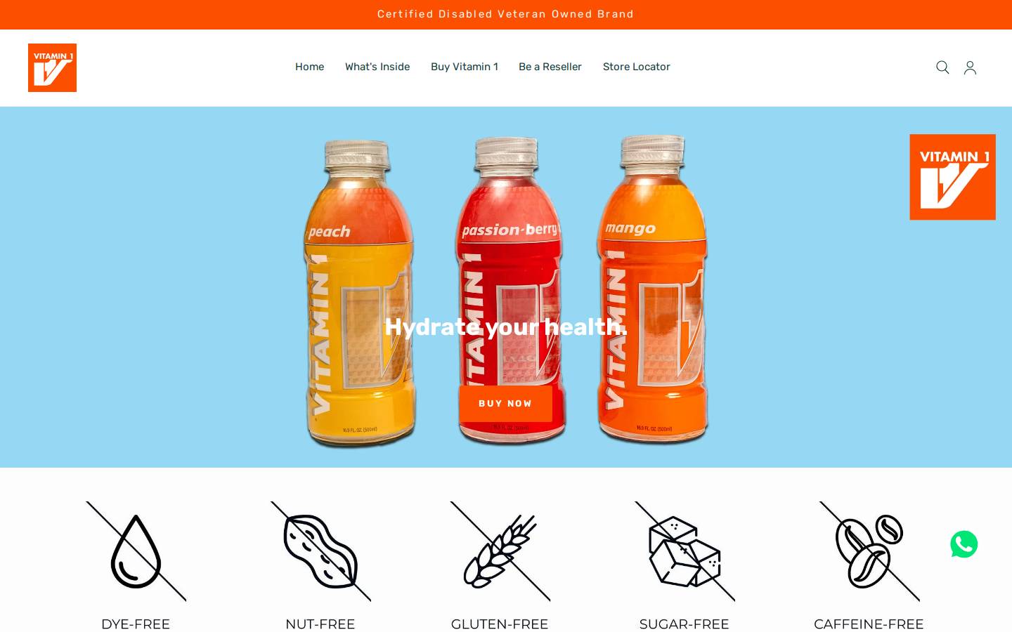 drinkvitamin1.com homepage screenshot