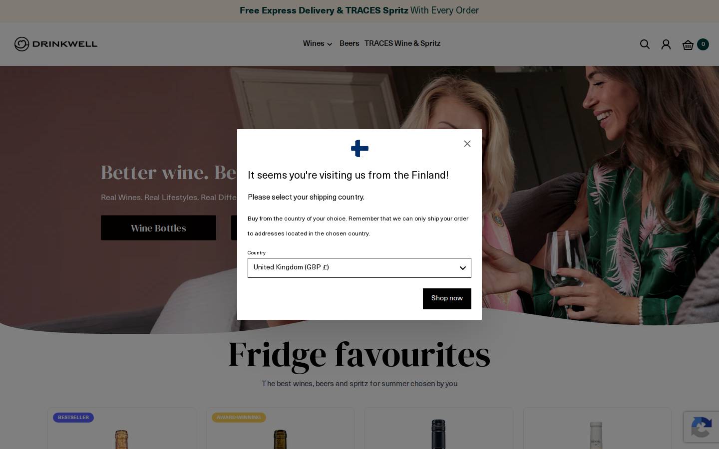 DrinkWell homepage screenshot