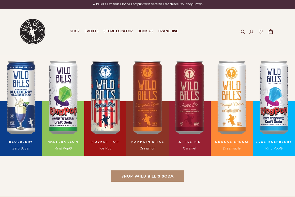 Wild Bill's Craft Beverage Co. homepage screenshot