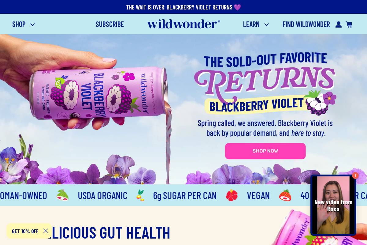 drinkwildwonder.com homepage screenshot