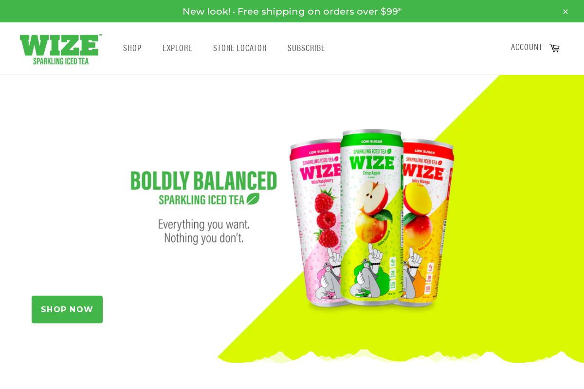 Wize Tea homepage screenshot