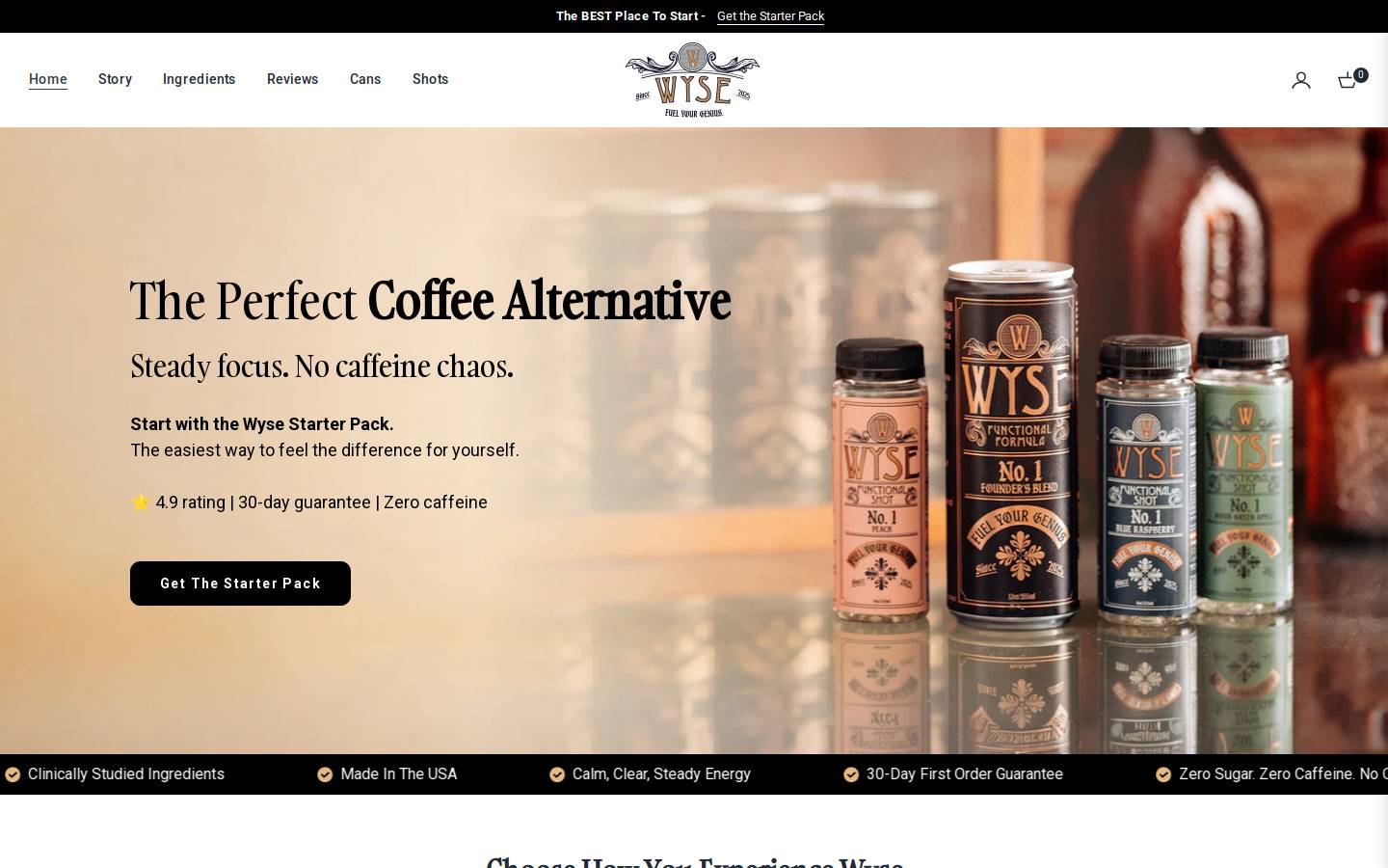 drinkwyse.com homepage screenshot