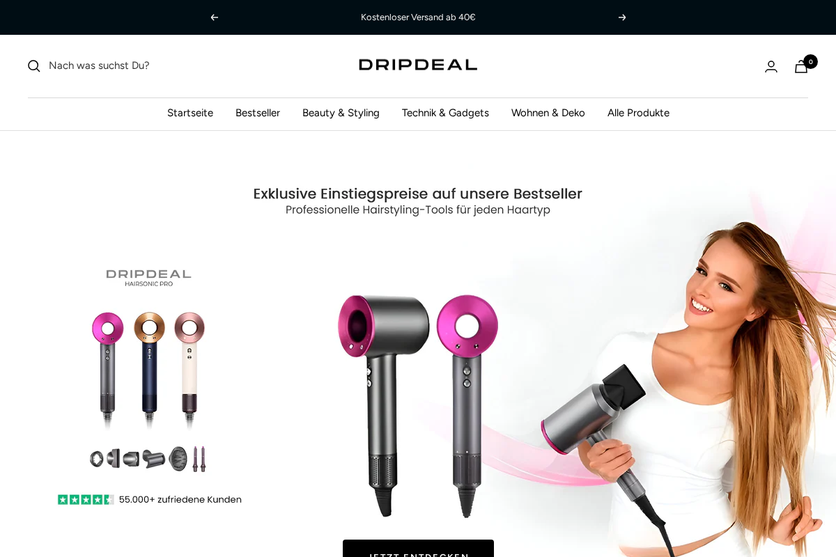 Dripdeal homepage screenshot