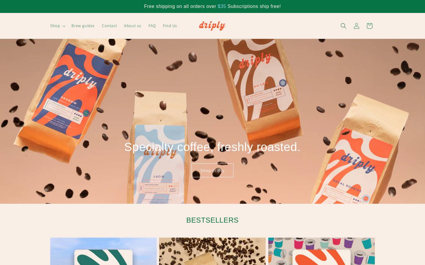 driply homepage screenshot
