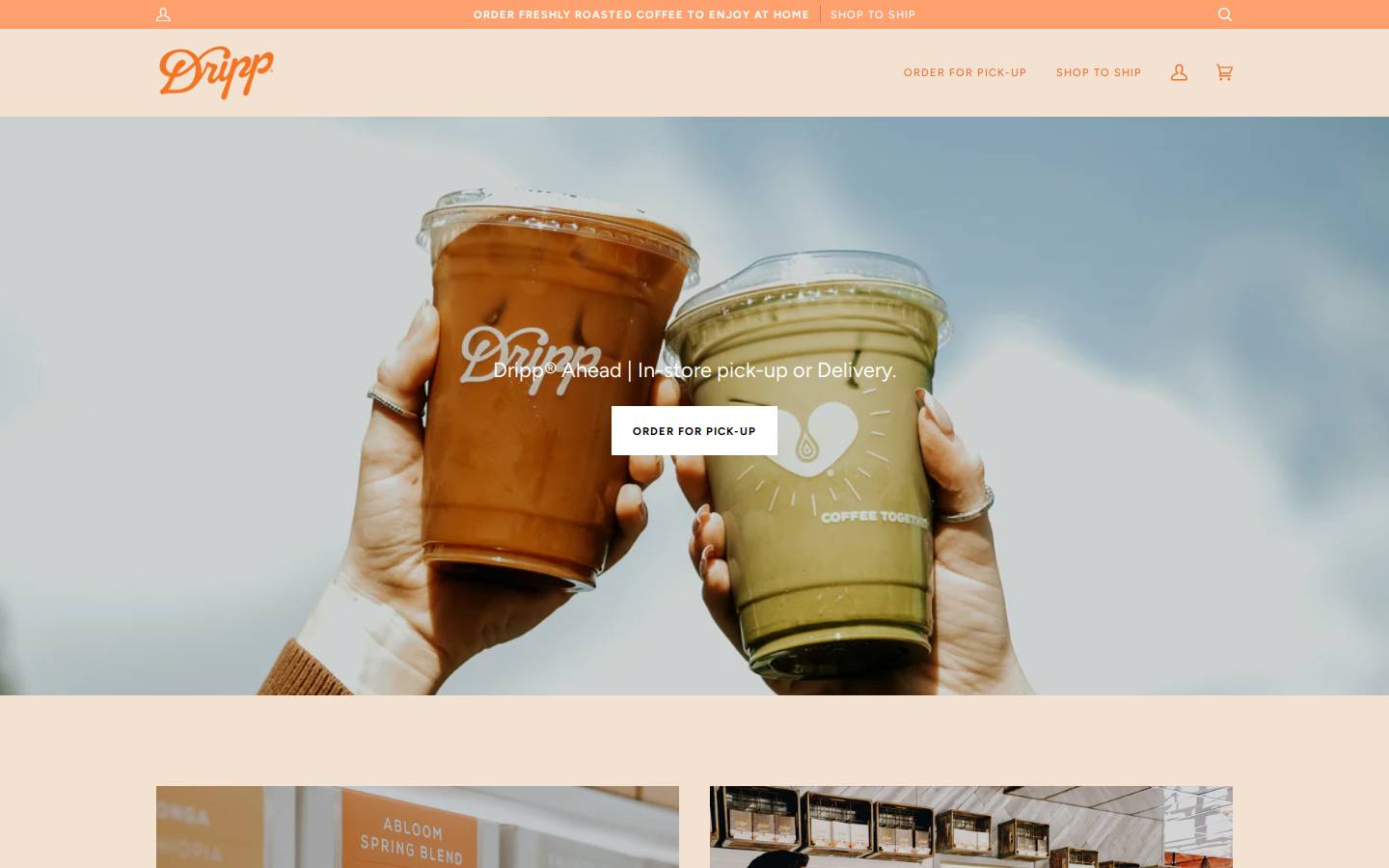 dripp.coffee homepage screenshot