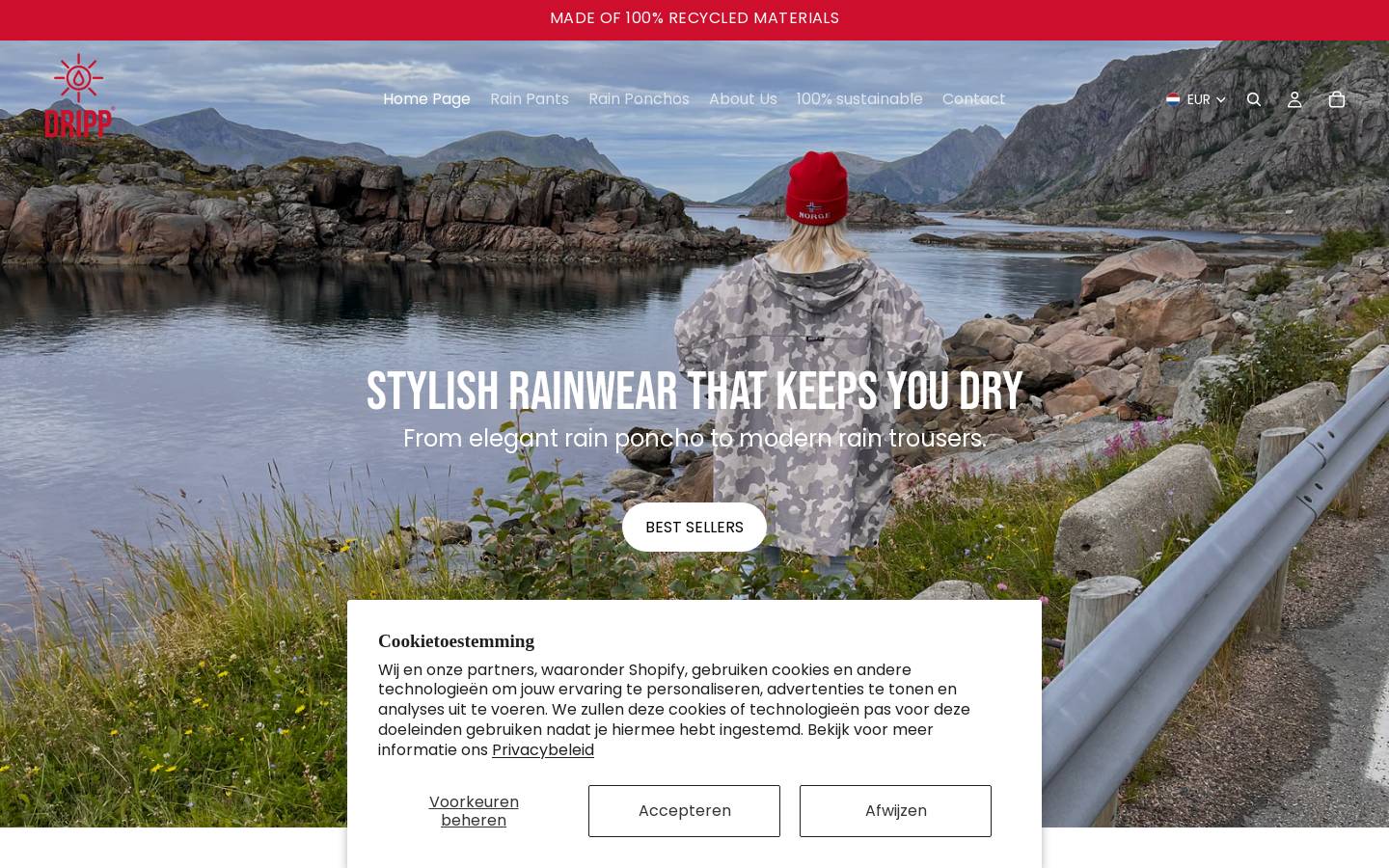 Dripprainwear homepage screenshot