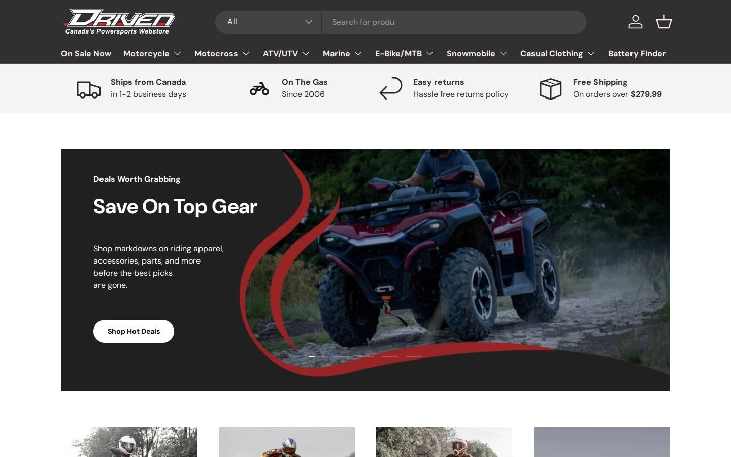 drivenpowersports.ca homepage screenshot