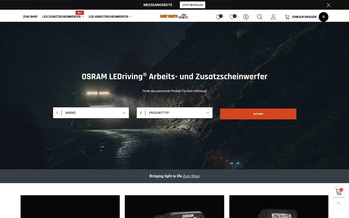 driving-light.com homepage screenshot