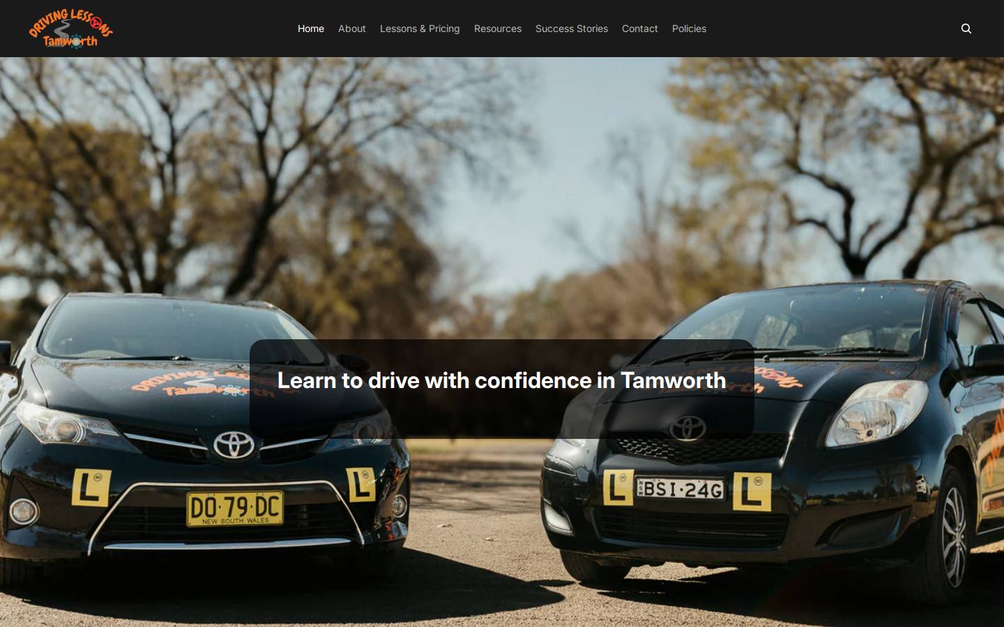 drivinglessonstamworth.com.au homepage screenshot