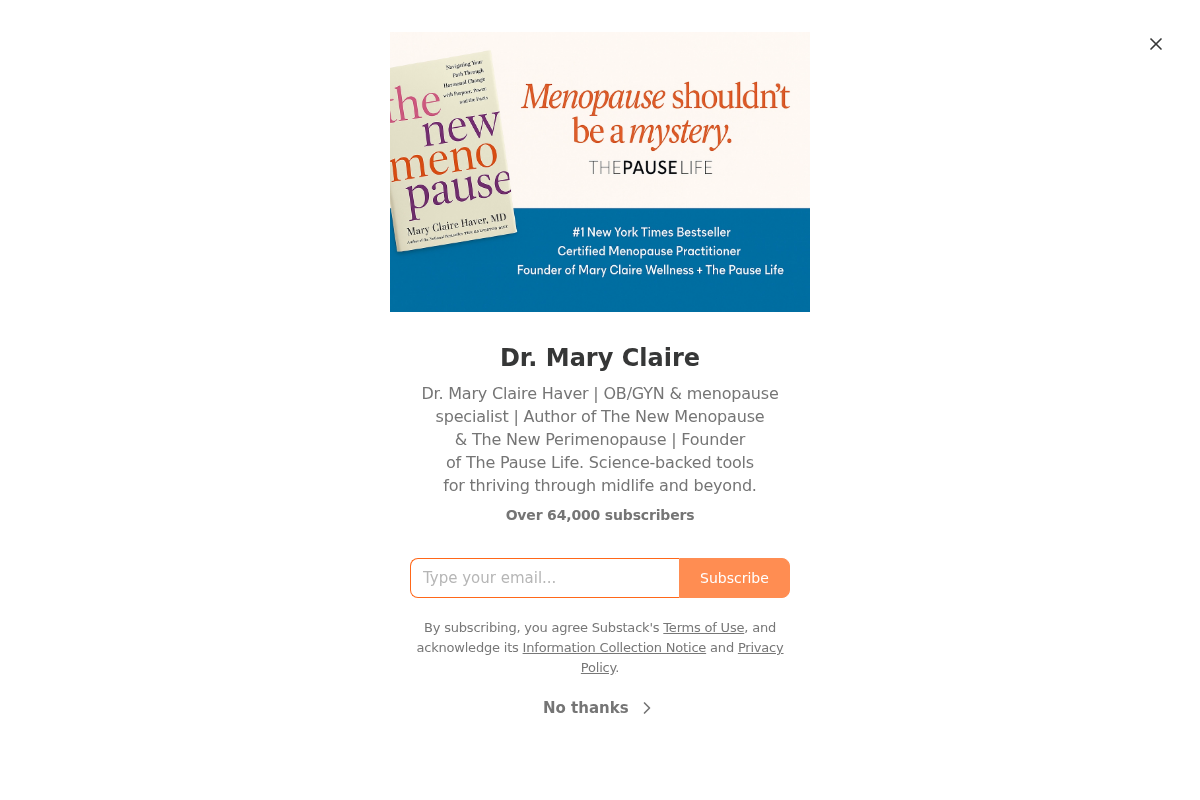 drmaryclairehaver.substack.com homepage screenshot