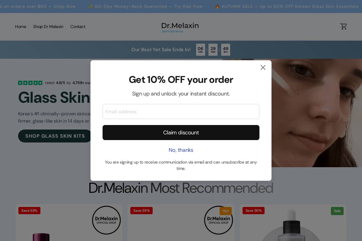 Drmelaxinbeauty homepage screenshot