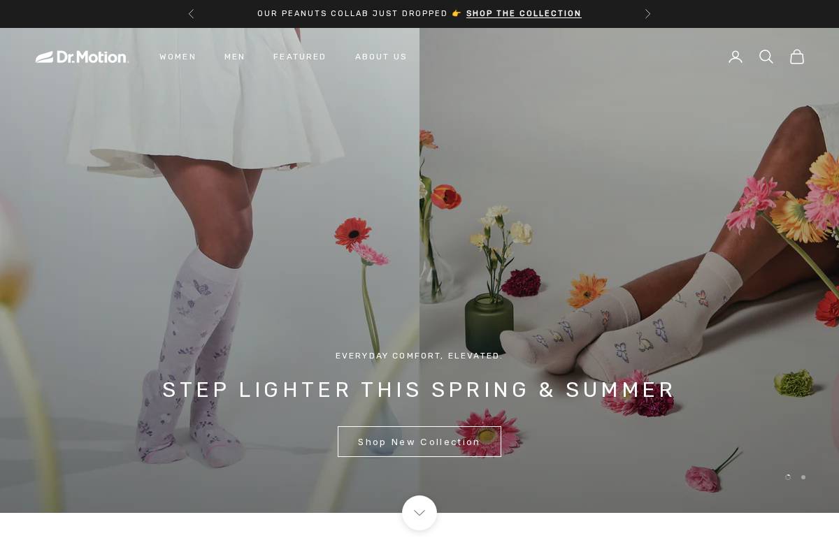 drmotionsocks.com homepage screenshot