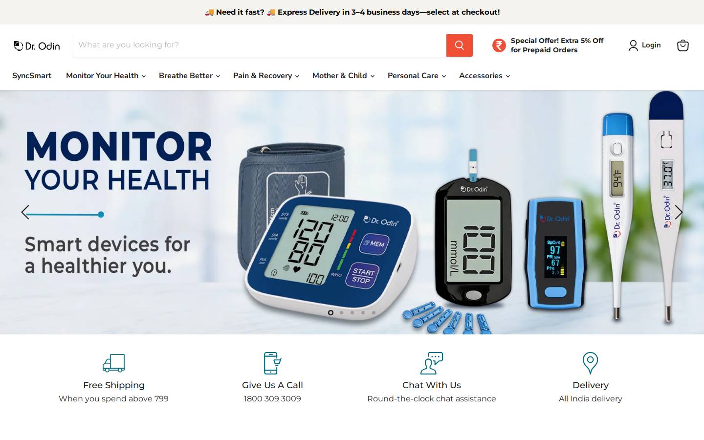Dr. Odin - Home Healthcare Products homepage screenshot