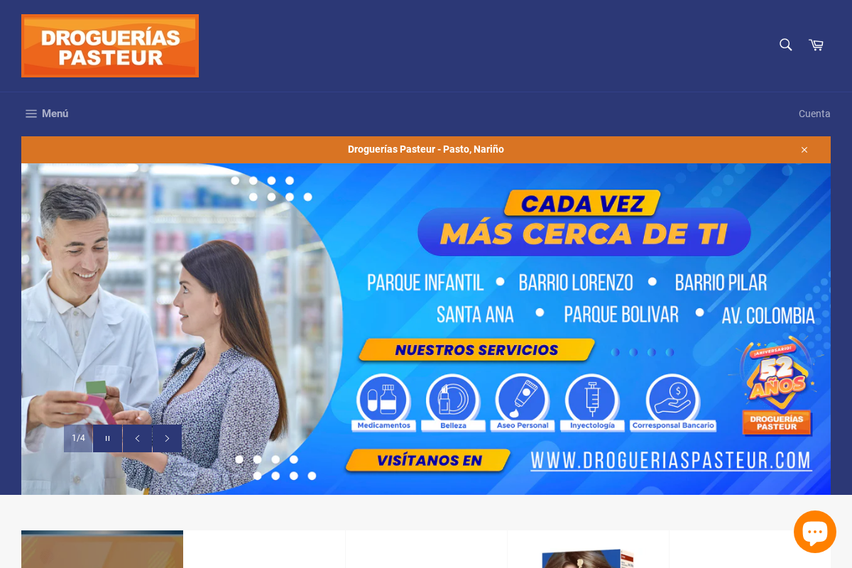Droguerías Pasteur homepage screenshot