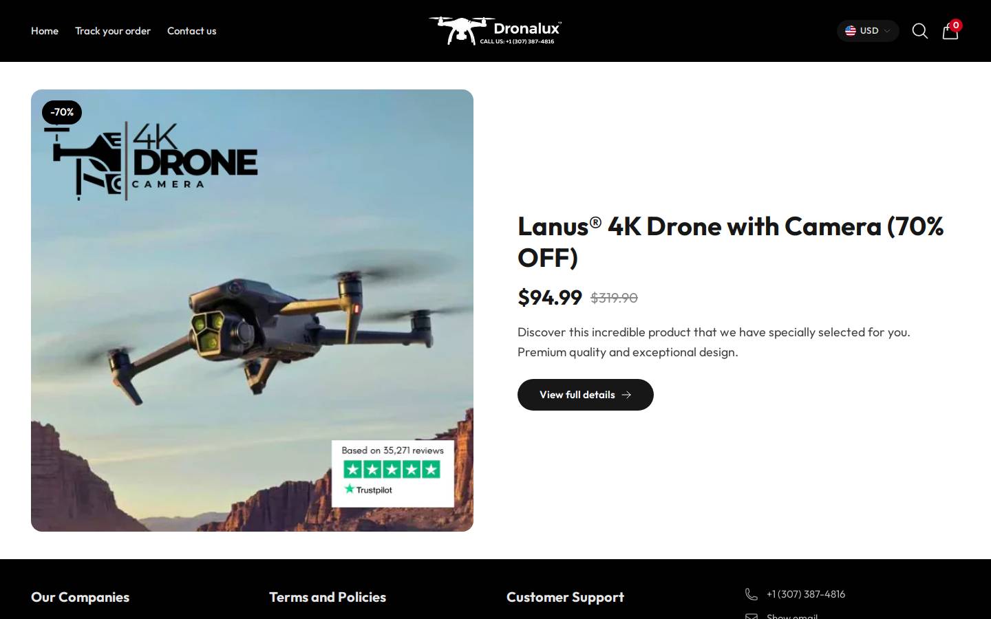 dronalux.com homepage screenshot