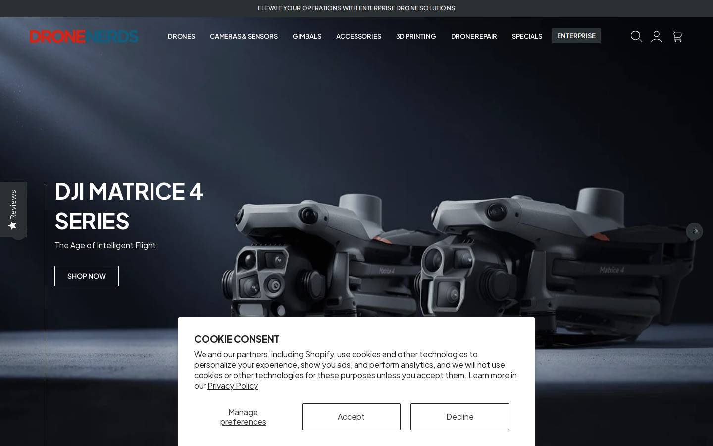 Drone Nerds homepage screenshot