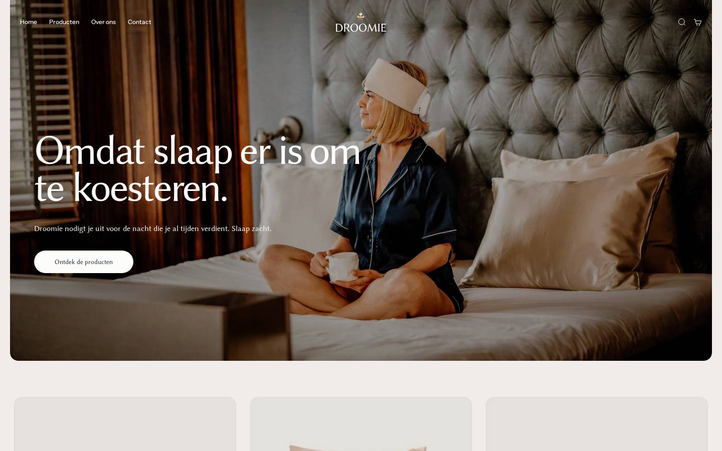 Droomie homepage screenshot