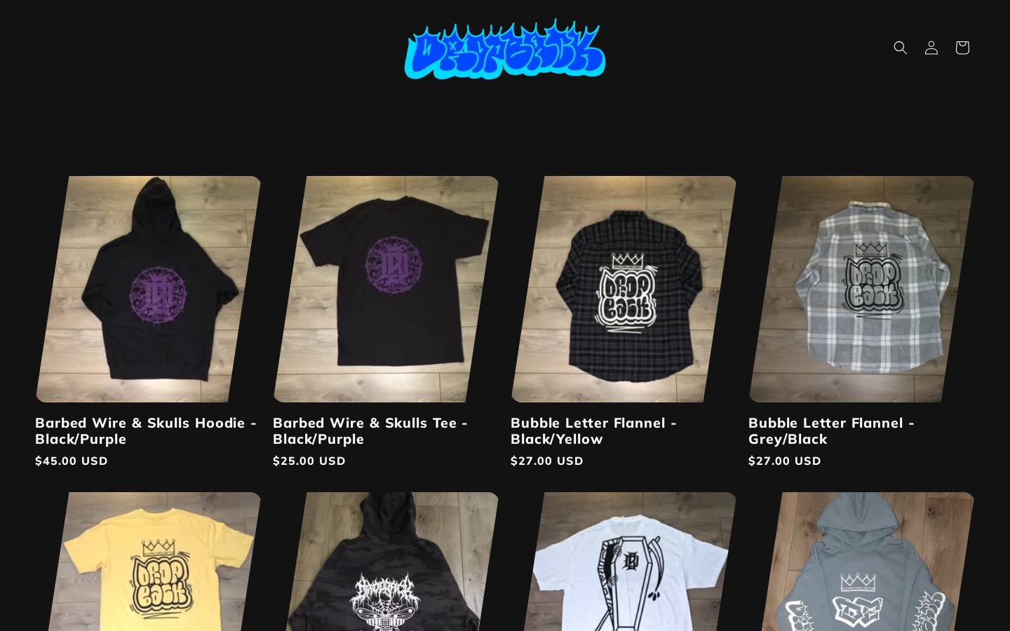 dropbackclothing.com homepage screenshot