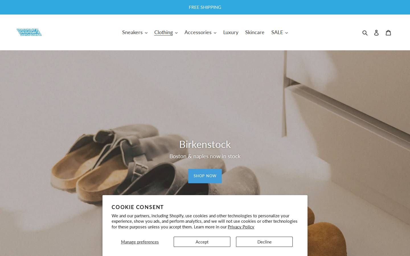 dropdayz.com homepage screenshot