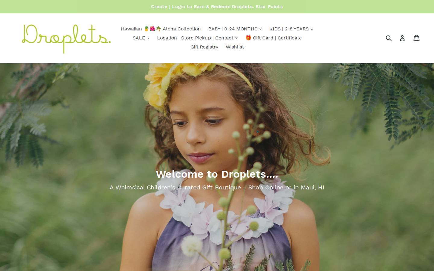dropletshawaii.com homepage screenshot