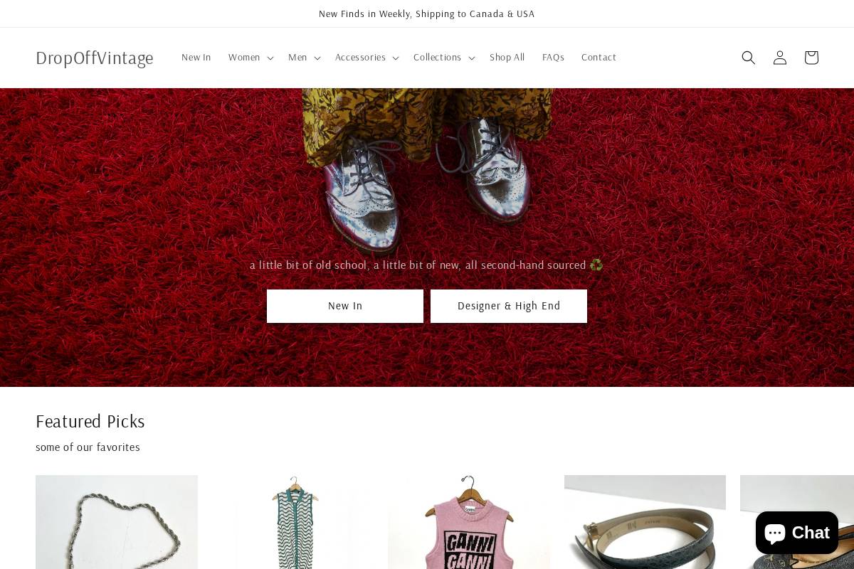 dropoffvintage.com homepage screenshot