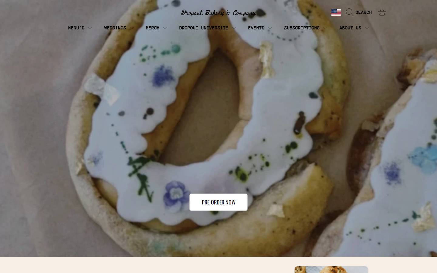 dropoutbakeryandcompany.com homepage screenshot