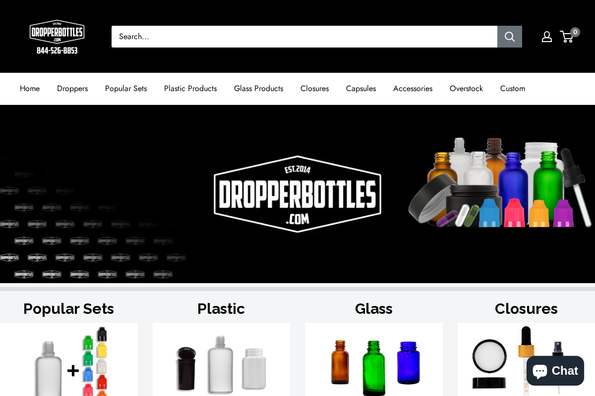 DropperBottles.com homepage screenshot