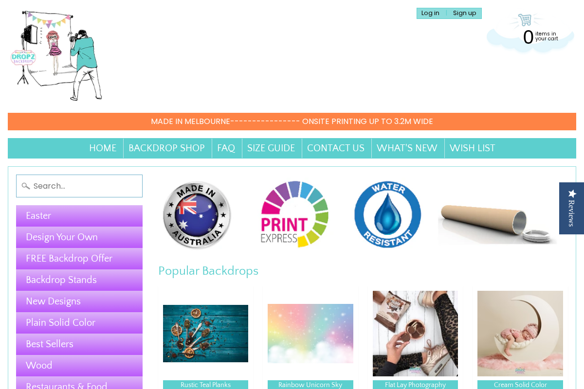 Dropz Backdrops homepage screenshot