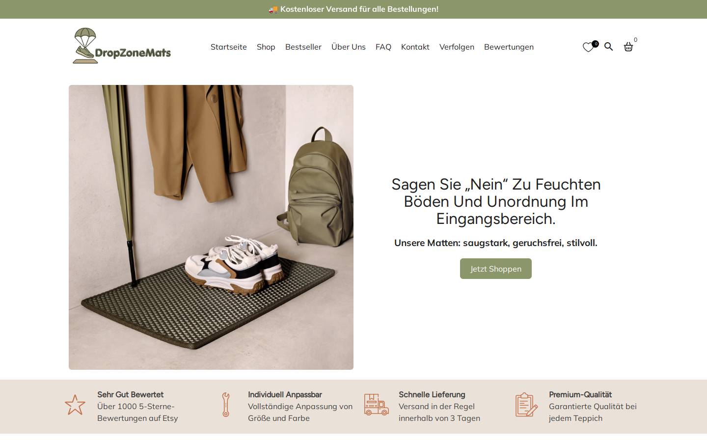 dropzonemats.com homepage screenshot