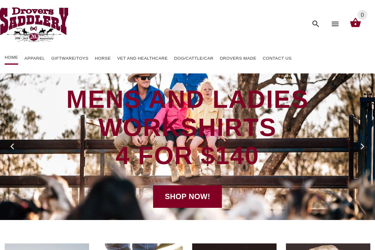 Drovers Saddlery homepage screenshot