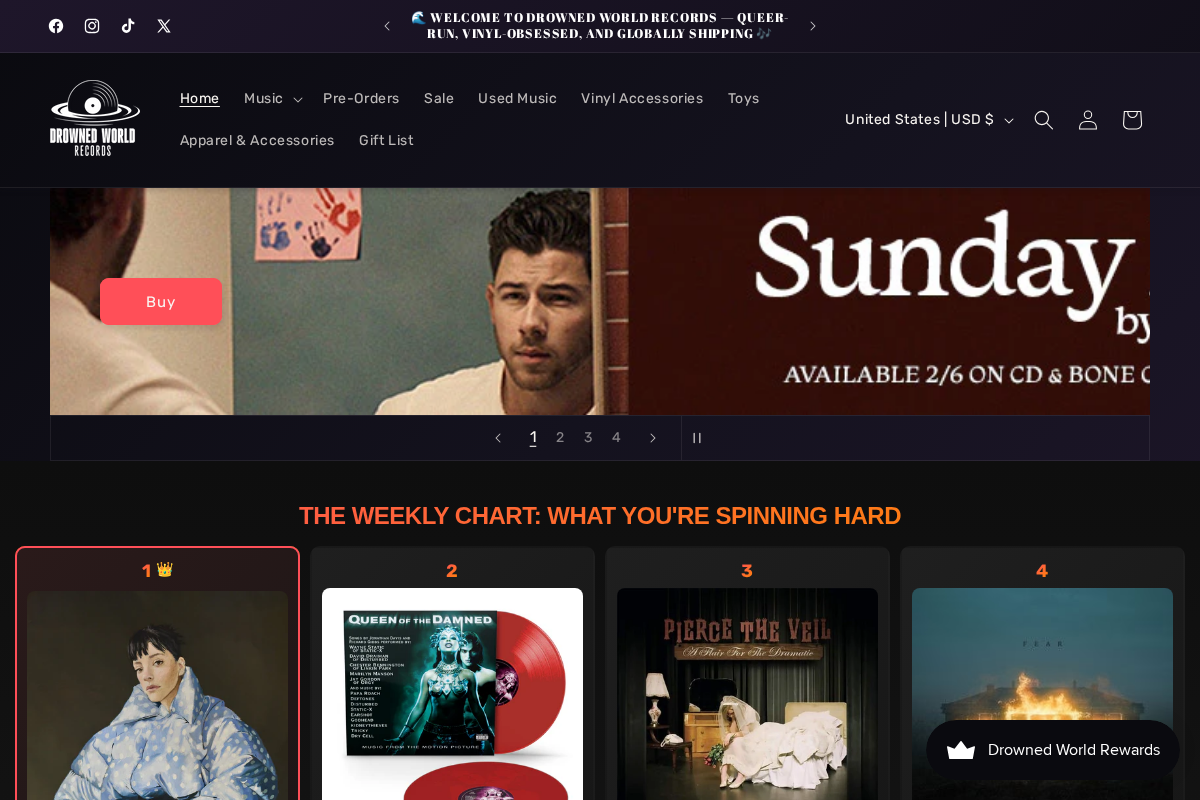 Drownedworldrecords homepage screenshot