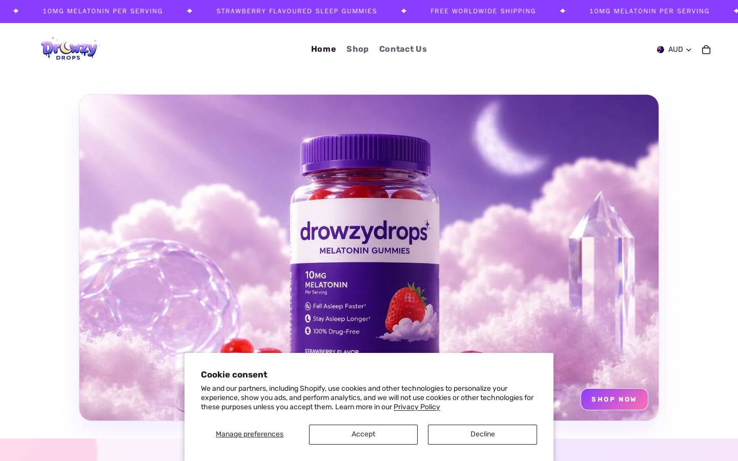 drowzydrops.com homepage screenshot