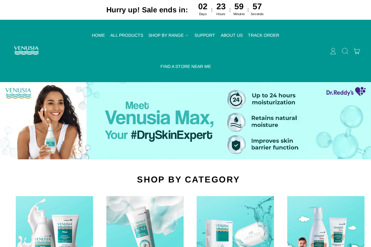 Dr. Reddys Venusia homepage screenshot