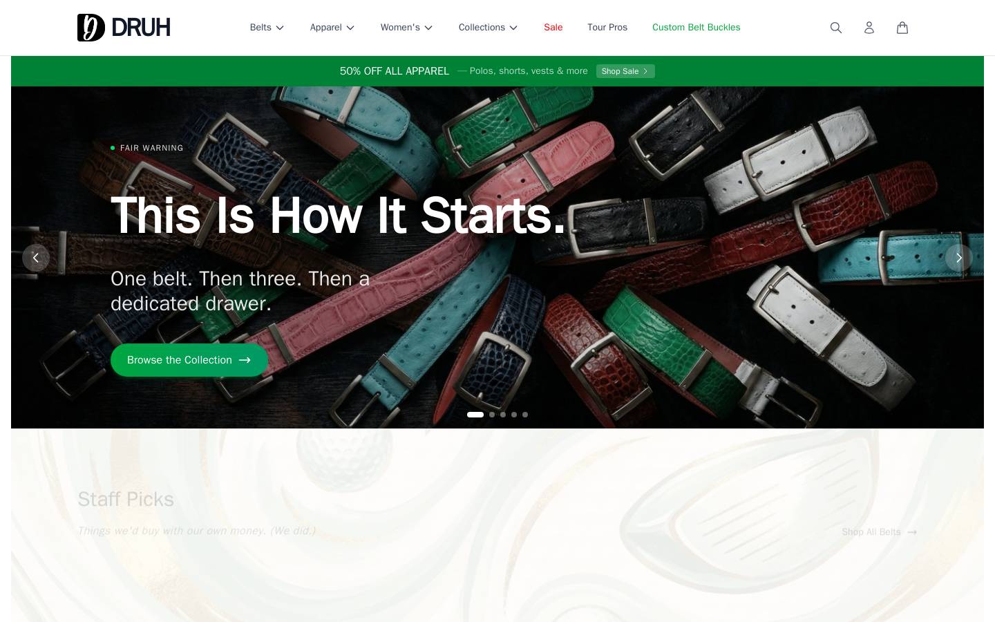 druhbeltsandbuckles.com homepage screenshot