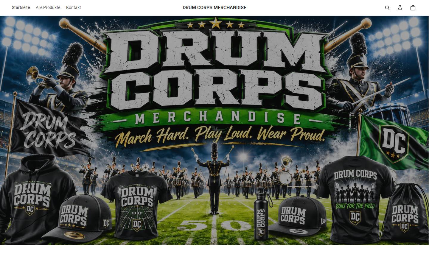drumcorpsmerchandise.com homepage screenshot