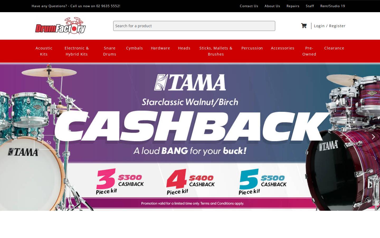 drumfactory.com.au homepage screenshot