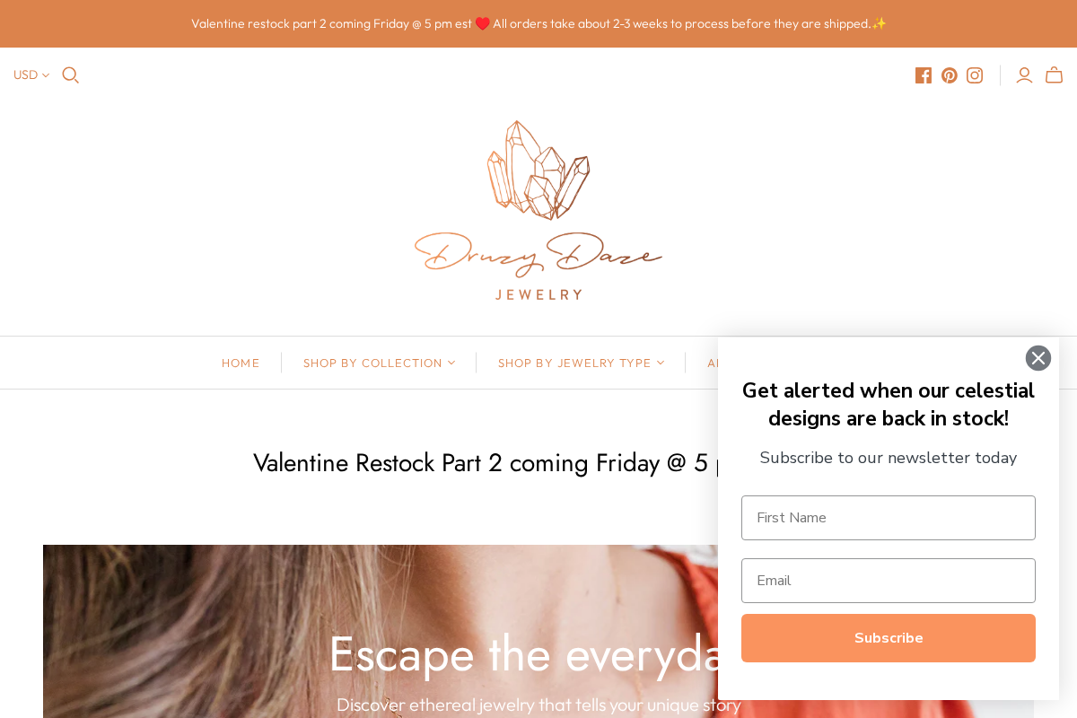 Druzy Daze Jewelry homepage screenshot
