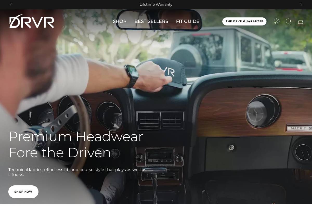 drvrgolf.com homepage screenshot