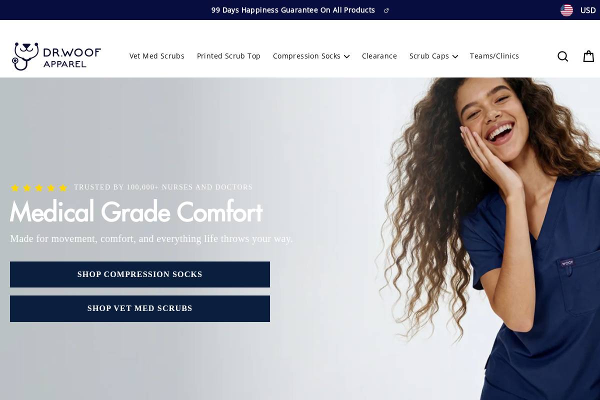 Dr. Woof Apparel homepage screenshot