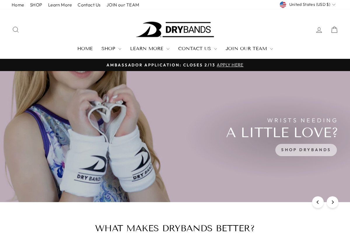 DRYbands homepage screenshot