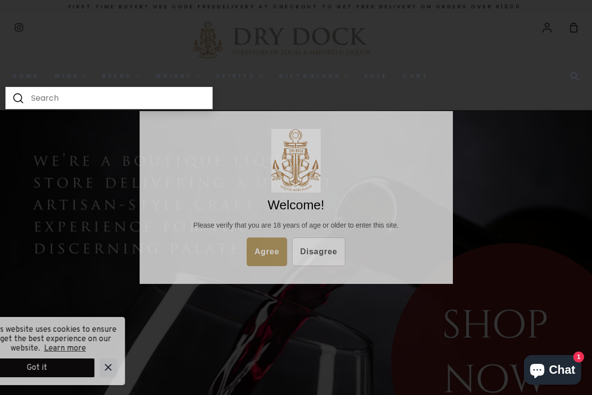 Dry Dock Liquor homepage screenshot