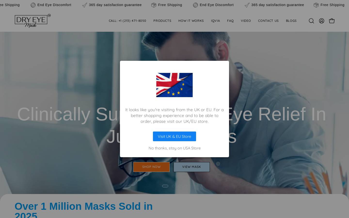 Dryeyemask homepage screenshot