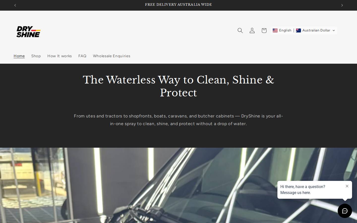 dryshine.com.au homepage screenshot