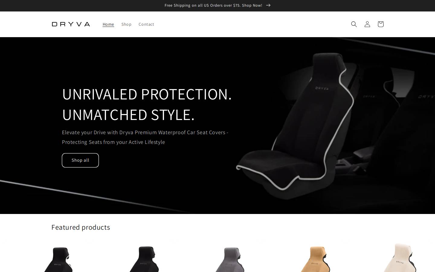 dryva.store homepage screenshot