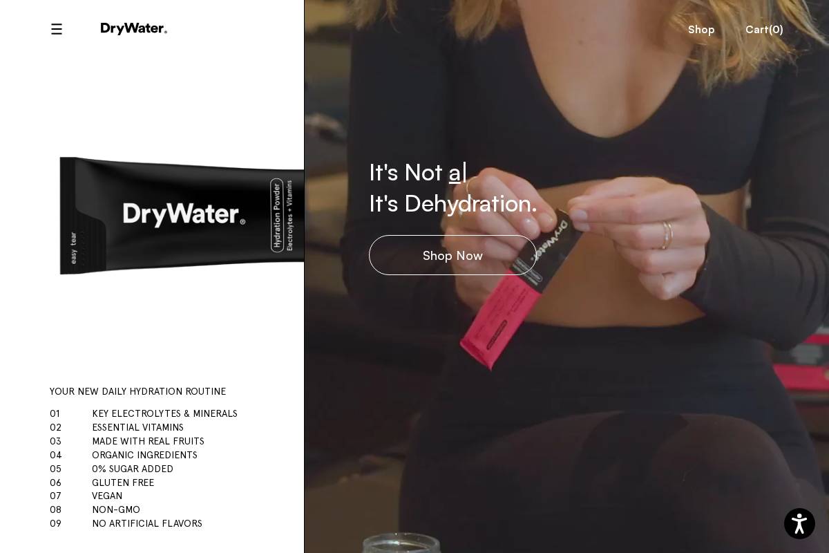 Drywater homepage screenshot