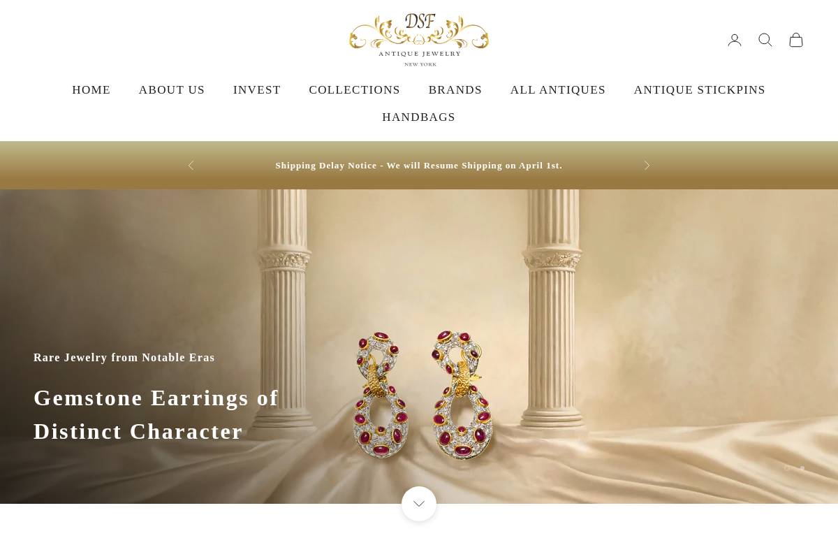 dsfantiquejewelry.com homepage screenshot