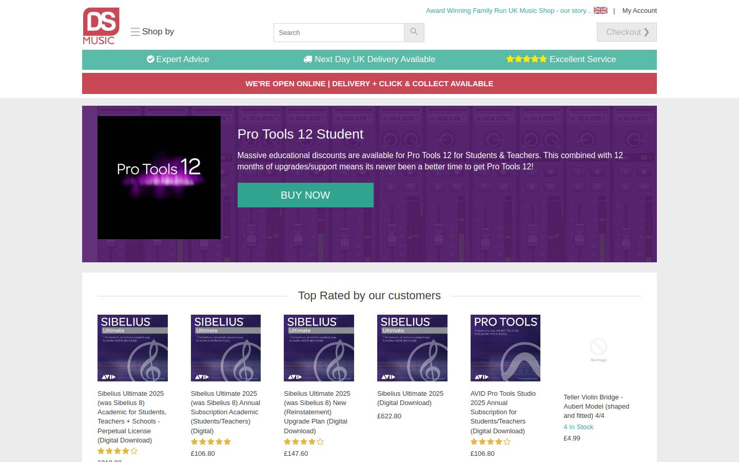 DS Music homepage screenshot